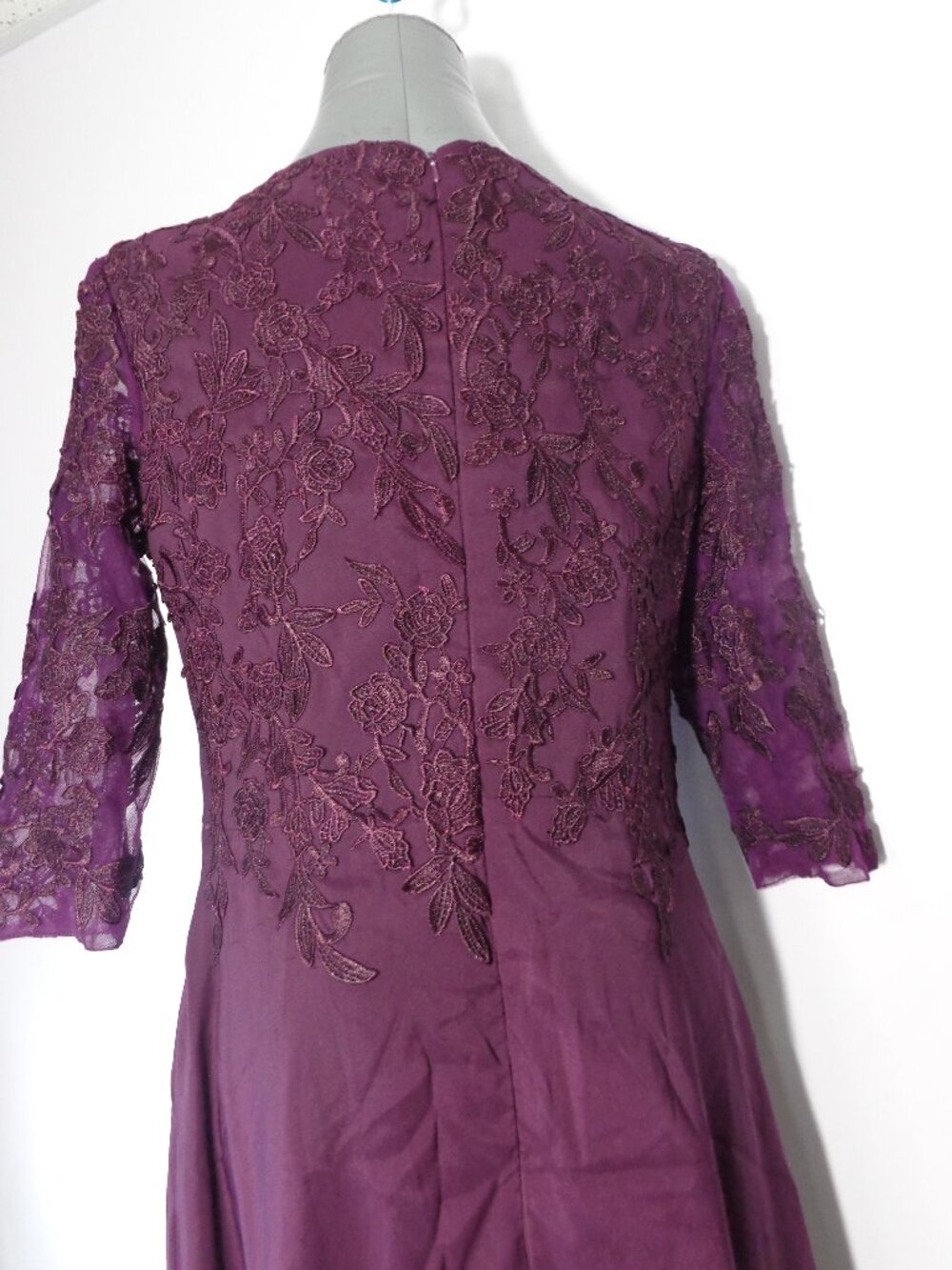 MISSACC Womens Purple 3/4 Sleeve Lace Embroidery Formal Evening Gown Sz M - NWT - Picture 4 of 11